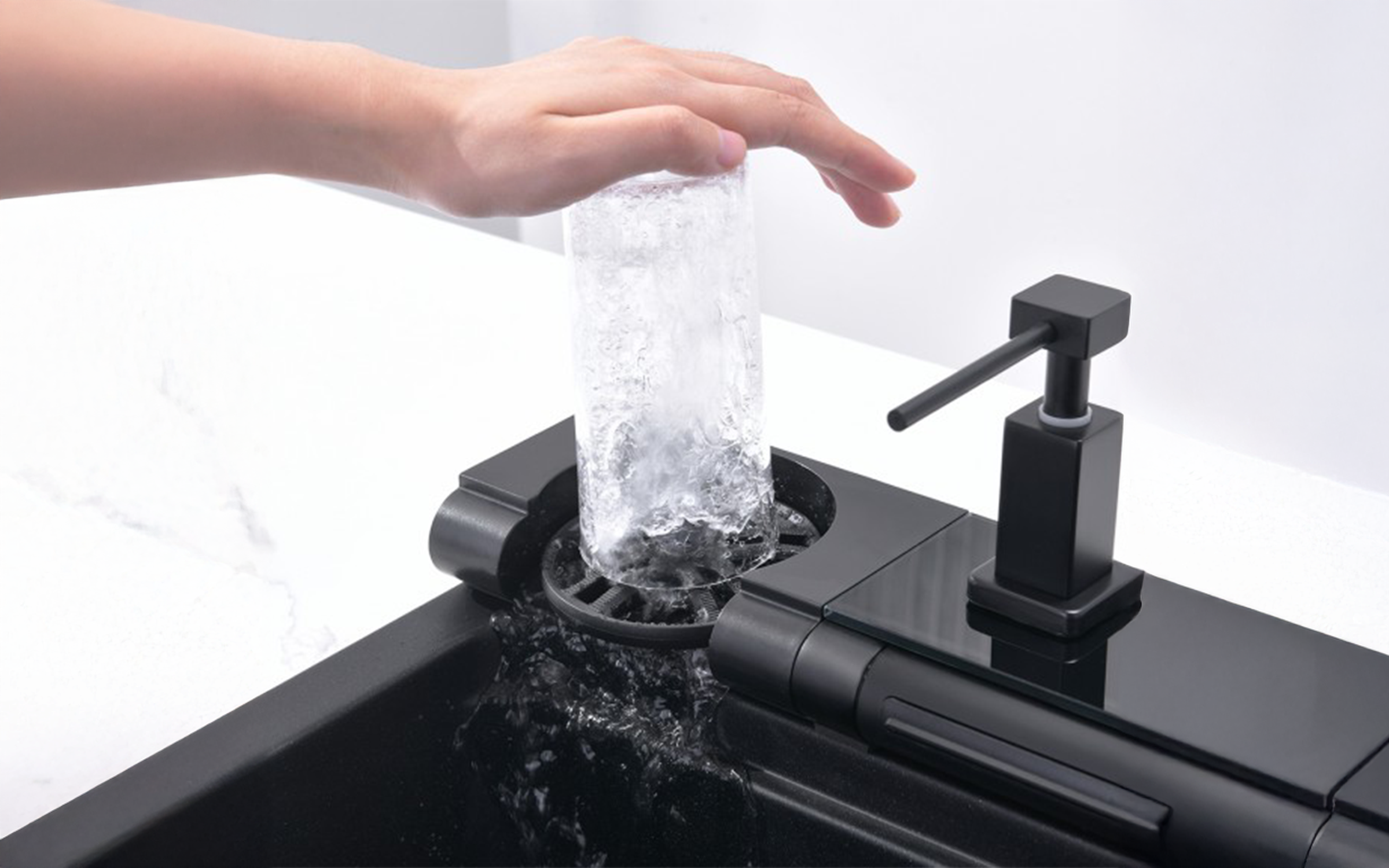 Multifunctional sink with mixer tap AQUARIS, black  9